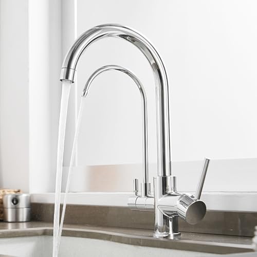 Filtre à eau de lavabo de cuisine mitigeur 3 voies rotable 2 modes brossé - 5