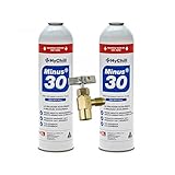 2 ENVASES, VALVULA INCLUIDA Pack 2 Envases (2x425 Gramos) Gas refrigerante orgánico ecológico Minus 30 Valvula Inlcuida Para sistemas con R12 R134A R1234yf y sustitutos