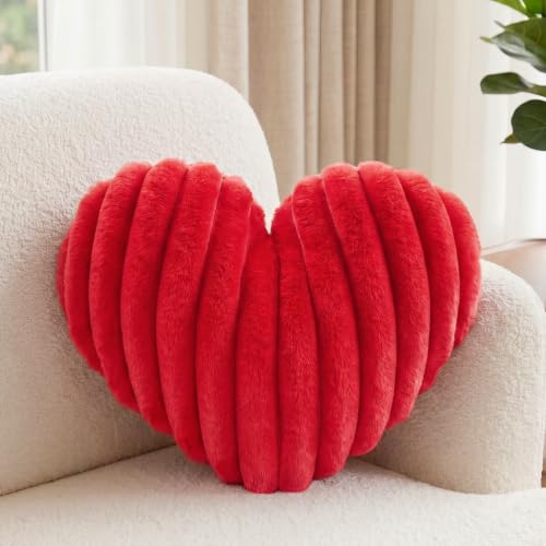 Nmkopzy 16 Inch Red Heart Pillow Cute Soft Fluffy...