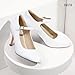 IDIFU White Heels Closed Toe Mary Jane High Heels Pumps for Women Comfortable Stiletto Ankle Strap Round Toe Dress Shoes Wedding Bridal Prom Work Bride Bridesmaid Fashion Pumps Shoes(White Pu, 8.5)