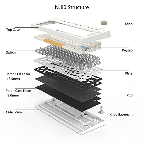 Image of NJ80-AP Wireless Mechanical Keyboard with Knob Bluetooth 5.0 /2.4G /Wired Connection 75% Hot Swappable Custom RGB Programmable Gaming Keyboard with PBT Keycap for Win Mac