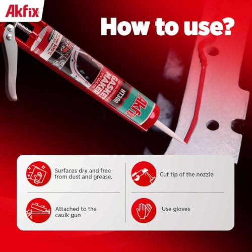 Image of Akfix HT300 High Temp Silicone Gasket Maker (1x10.1 fl.oz.) - Red RTV Gasket Sealer, Flexible High Heat Silicone Sealant Up to 600F, Valve Cover Gasket Sealant for Automotive | 1 Pack