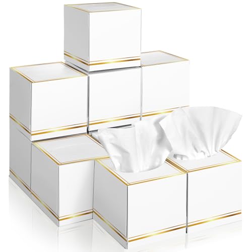 Image of Fourluoo 12 Pack Facial Tissues Cube Boxes Face Box 600 Sheets 3 ply Soft Paper Square Tissues Bulk for Car Pocket Toilet Household Bedroom Family(White)
