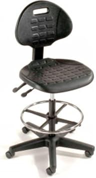 Global Industrial Interion 5-Way Adjustable Ergonomic Stool, Mid Back Home | Office Chair with Lumbar Support, Height Adjustable, Drafting Chair with Footrest, Black