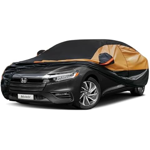 Molebt Heavy Duty Sedan Car Cover Custom Fit Honda Insight (2000-2022), Waterproof All Weather for Automobiles, Outdoor Full Exterior Covers, Sun Rain Snow Protection, Zipper Cotton. Black Cover