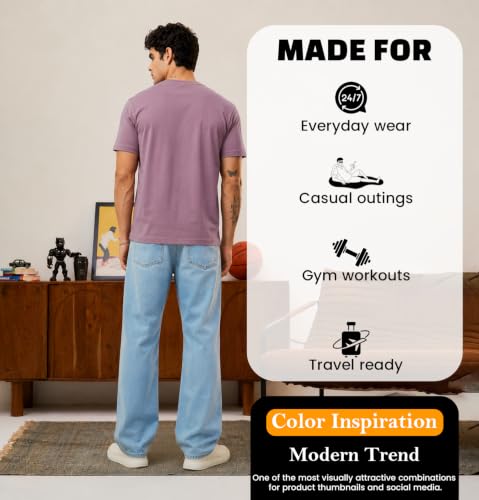 Image of Sleepynuts Men's Everyday Wear Crew Neck Regular Fit T-Shirt | Half Sleeve Solid Plain Casual T-Shirt for Men | Soft Breathable Fabric |
