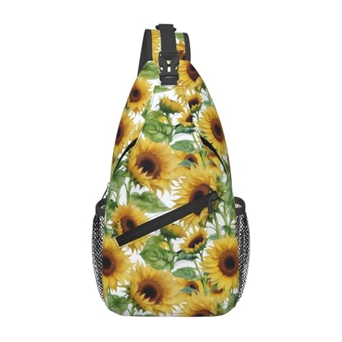 Bolso bandolera con estampado de girasol para viaje miniatura 1