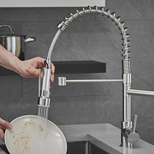 Aimadi Commercial Pull Down Kitchen Faucet Sprayer With Led Light,Brushed Nickel #TOP3