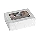 Hammont Window Box with Six Sections - 6 Pack - 7”x5”x2.5” - Silver Colored Versatile Bakery Boxes Perfect for sharing Snacks and Cookies | 6 Insert Sections Gift Boxes