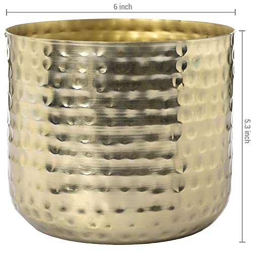 Mygift DECO2484BAS 6-Inch Shiny Brass Tone Metal Plant Pot thumb #5