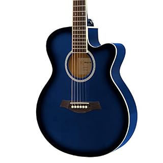World Rhythm WR-205 Guitare acoustique taille 3/4 – Guitare pan coupé petit corps pour débutants – Bleu - Les Beatles, Paul McCartney, John Lennon, RIngo Starr, George Harrison