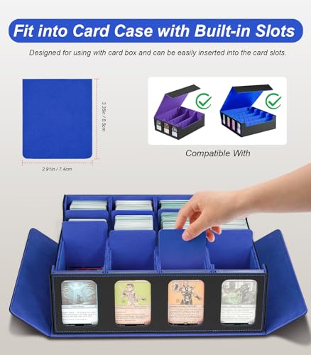 Image of TiMOVO Trading Card Dividers for Commander Deck Boxes with Built-in Slots, 12 PCS Card Supporters Separator for MTG TCG Sports Cards Organizer Box, 2.91x3.35in, Blue