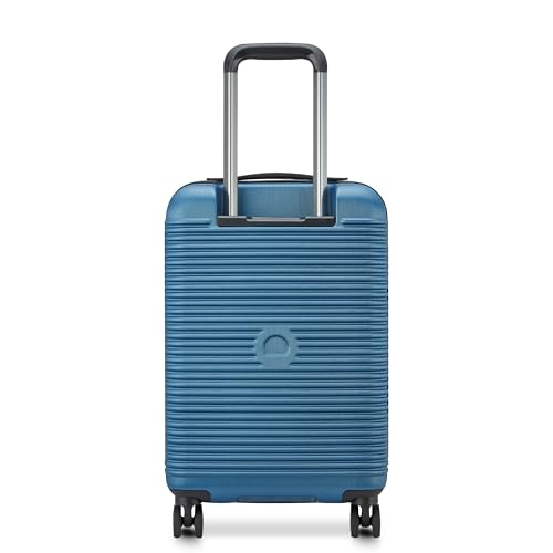 Image of DELSEY PARIS Freestyle 55 CM Small Cabin ABS /Polycarbonate 8 Wheels Global Warranty 5 Years Hard-Sided Trolley Bag /Suitcase /Luggage /Front Opening /SECURITECH Zip-Blue