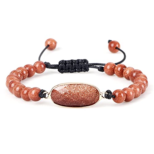 Bracelet en pierre naturelle de grès bleu aux finitions tressées main