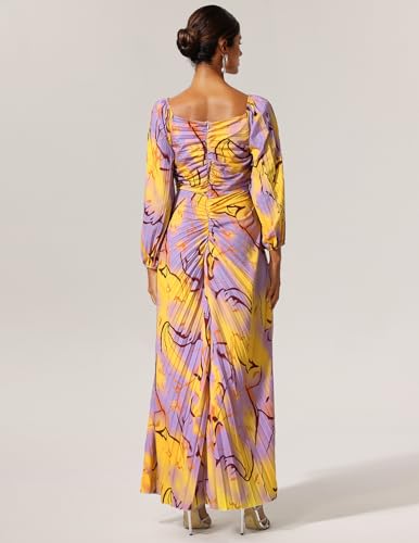 Off Shoulder Diamond Dress Floral Printed High Slit Pleated Maxi Prom Party3