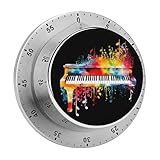 Klaviertastatur, Musiknoten, Küchentimer, 60 Minuten, mechanischer Countdown-Timer mit Alarm, keine Batterien erforderlich, wasserdicht, Edelstahl, Kochtimer zum Kochen, Backen, Meeting