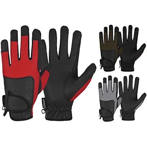 Condor Fitness Ladies Horse Riding Gloves Women Synthetic Leather Serino Track Equestrian Stretch Fabric Gloves (Red, Small) Cover