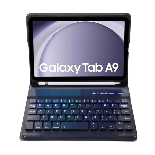 GUPENAA Etui z Klawiaturą do Samsung Galaxy Tab A9+/A9 Plus 11'' 2023 (SM-X210/X216/X218), Magnetyczna Odłączana Bezprzewodowa Klawiatura Bluetooth z Myszą,Black