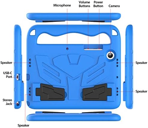 DUZZONA Kids Case with Built-in Screen Protector for Samsung Galaxy Tab A8 10.5 Inch 2022 (SM-X200/X205/X207), Light Weight ShockProof Tab A8 Protective Kids Case with Shoulder Strap, Blue