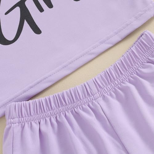 Image of Toddler Little Girl Clothes Summer Sleeveless Daddys Girl Letter Tank Tops Shorts Set 2Pcs Kids Casual Outfits