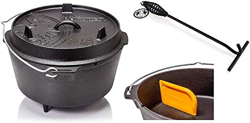 Petromax Feuertopf Starterset ft4.5 (Dutch Oven mit Standfüßen) inkl. Deckelheber + Schaber