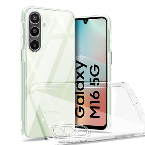 Image of REALCASE Silicone Samsung Galaxy M16 / F16 5G Back Cover Case, Scratch Resistant Protective Crystal Clear Transparent Shock Proof Bumper Back Cover Case for Samsung Galaxy M16 / F16 5G