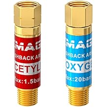 Flashback Arrestor, IMAGE Oxy Propane Flashback Arrestor, Oxygen Acetylene Propane Flashback Arrestor Set Regulator End 9/16-18 Threads B Size