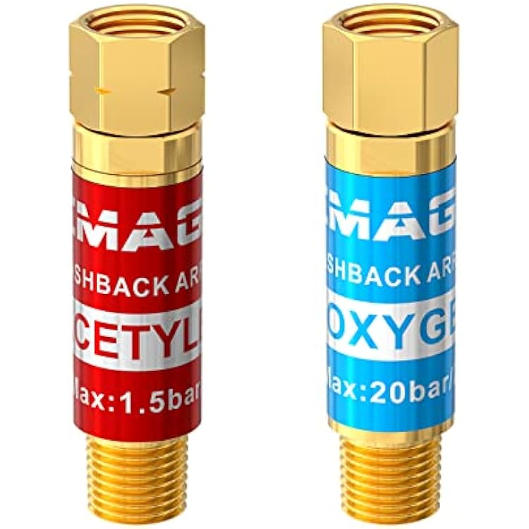 Flashback Arrestor, IMAGE Oxy Propane Flashback Arrestor, Oxygen Acetylene Propane Flashback Arrestor Set Regulator End 9/16-18 Threads B Size