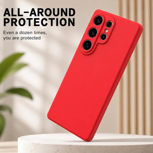 Image of Back Cover for Samsung Galaxy S25 Ultra 5G | Full Camera Protection | Premium Liquid Silicon Case | Flexible Bumper Case for Samsung Galaxy S25 Ultra 5G (Red)