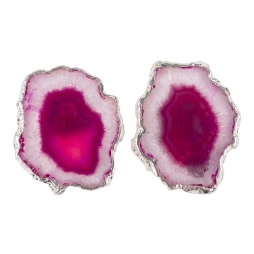 Image of Natural Agate Stone Tea Coasters Set | Premium Stone Coasters for Tea, Coffee & Glass | Heat Resistant Coasters for Dining Table, Office Desk & Home Decor | Pack of 2 | Color -Pink