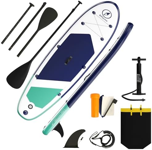 Inflatable Stand Up Paddle Board with SUP Accessories & Backpack. Paddle Boards for Adults. Non-Slip Deck, Wide Stance, Bottom Fin