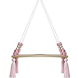 laamei Estante Flotante de Pared, Baldas Flotante de Madera de Estilo Nórdico con Cuentas Oscilante y Borlas Tablero Swing Ornament Decoración de Habitación de Niños o Bebés