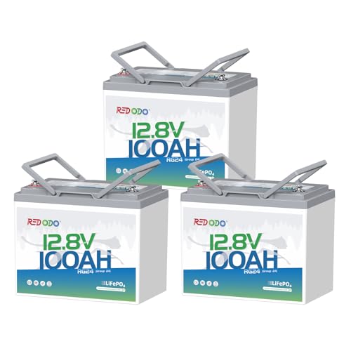 Image of Redodo 12.8V 100Ah Group24 LiFePO4 Battery for Trolling Motor 3 Pack
