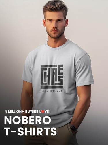 Image of Nobero 100% Cotton Tshirts for Men Combo Pack of 3 | Regular Fit | Printed | Round Neck Half Sleeve
