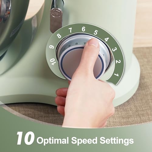 Image of Kitchen in the box 7QT 900W 10-Speed Stand Mixer, Tilt-Head Kitchen Electric Mixer with Dough Hook, Whisk & Flat Beater(Pastel Green)