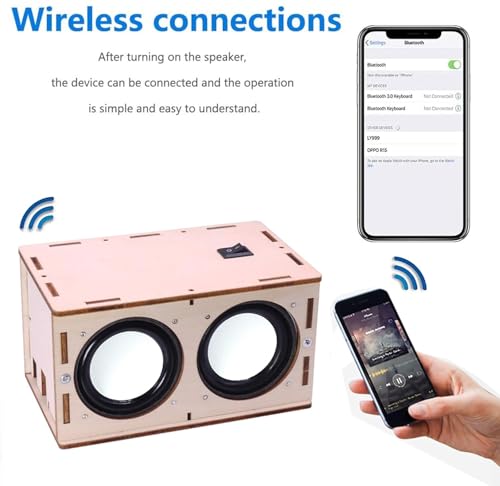 Image of Electrobot DIY Portable Bluetooth Speaker Kit MDF Buildable Speaker Box,2600Mah Rechargeable Battery,Plug & Play Assembly Bluetooth,Remote,Line-In,USB,SD Card,Mic Support Hands-On STEM Kit