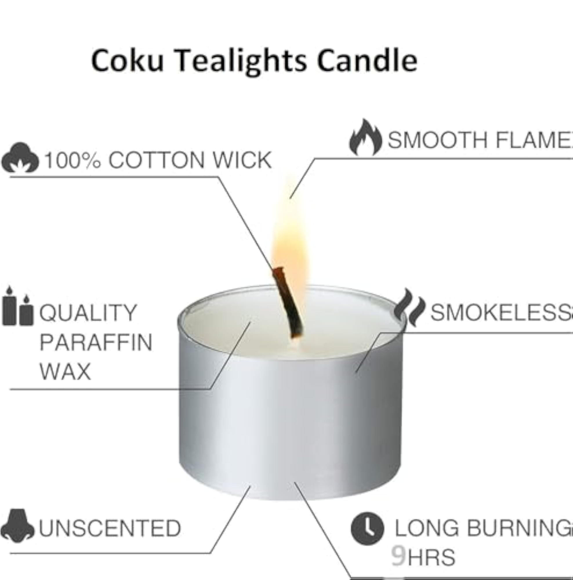 Unscented Wax Tea Light Candles, Bulk Pack