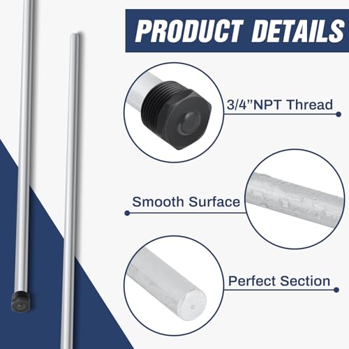 Image of Tandefio Anode Rod for Hot Water Heater Aluminum Zinc, Replacement NPT Hot Water Tank Anode Rod, Corrosion Protect, Rotten Egg Smell(3 /4 Npt X 44 Inches,1 Pcs)