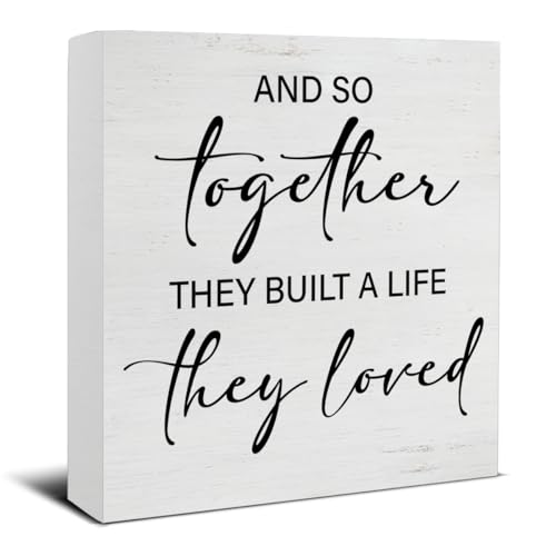 Romantic Sign and So Together They Built a Life They Loved Wood Block Sign Home Living Room Bedroom Decor Romantic Gift