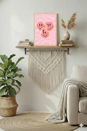 Image of BLINKART Smiley Face Aesthetic Modern Art Walls With Frame | Natural Wood Texture | Living Room Bedroom Office Wall Decoration | Poster Home Decor Frames Wall Bedroom | 12x8 Inches (D574)