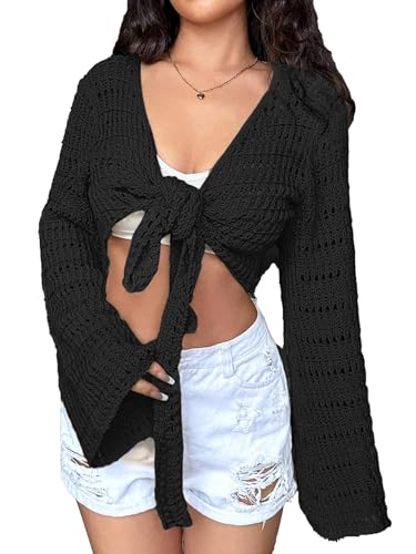 Womens Beach Cover Up Crochet Swimsuit Coverups oose Knit Cardigans Causal Blouse Tops Oversized Sexy Beachwear