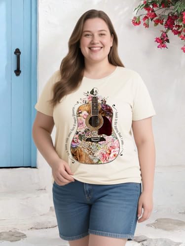 Plus Size Tops for Women Vintage Rock Band T Shirt Country Concert Outfit Rock Roll Short Sleeve Graphic Tees2