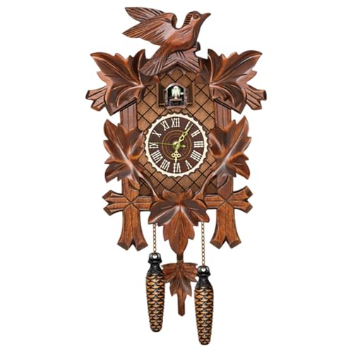 SMELEYOU Cuckoo Clock with Working Bird Pendulum Wall Clock Wooden Wall Coo Coo Clock with Night Mode for Living Room Bedroom Housewarming Gifts