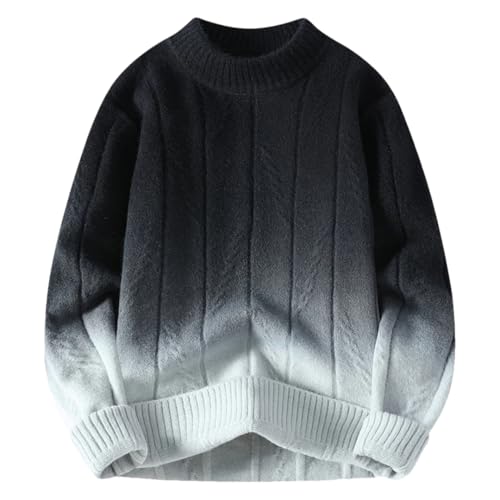 Men's Color Matching Knitted Sweaters Male Loose O-Neck Long Sleeve Sweater Men Pullovers