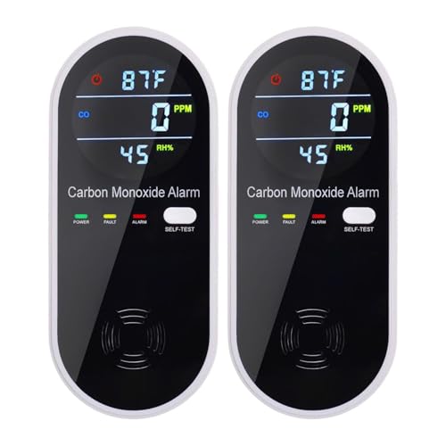 3-in-1 Carbon Monoxide Detectors Plug in Wall, Portable Carbon Monoxide Detector for Travel, CO Gas Meter Temperature Humidity Sensor Built-in with LCD Display Voice Light Warning