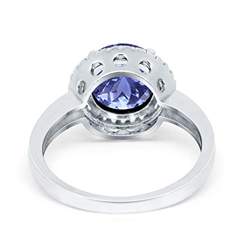Blue Apple Co. Halo Wedding Engagement Bridal Ring Large Round Simulated Cubic Zirconia 925 Sterling Silver4