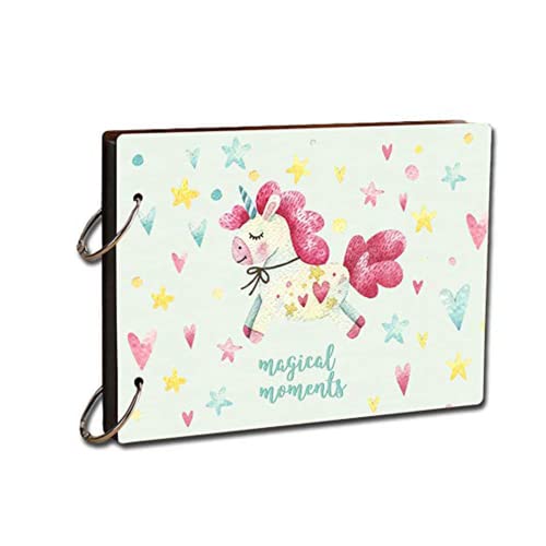 Image of Scrapbook Photo Album Memory Book With Wooden Hard Cover (12 Inch x 8.5 Inch, Design-2)