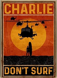 Retro Sign Tin Sign Charlie Don't Surf Aluminum Sign Wall Decor Shed Garage Man Cave Kitchen 12 X 8 Inch
