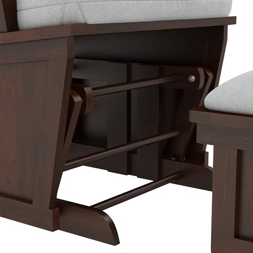 Nursery-Glider-Rocking-Chair-with-Ottoman-Thick-Padded-Cushion-Seating-and-Wood-Base-Light-Gray Nursery Glider Rocking Chair with Ottoman Thick Padded Cushion Seating and Wood Base Light Gray