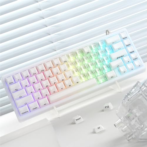 Image of XVX Blank Crystal Transparent Keycaps, PC Material Custom DIY Sweet Heart Keyboard Caps, Backlit Clear Glitter Candy Keycap Cherry Profile for MX Switches Mechanical Keyboard (21pcs)